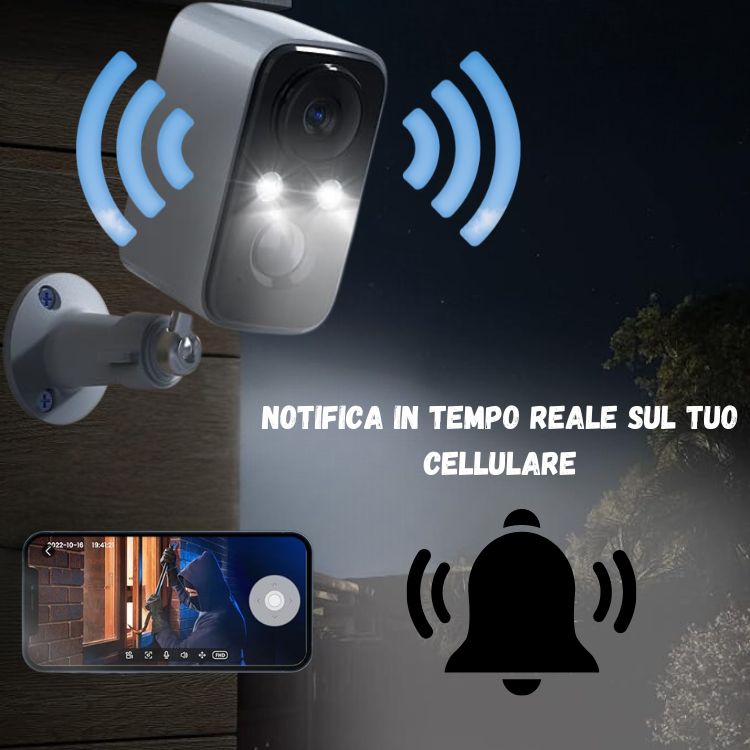 videocamera di sicurezza wi-fi con scheda sd e pannello solare