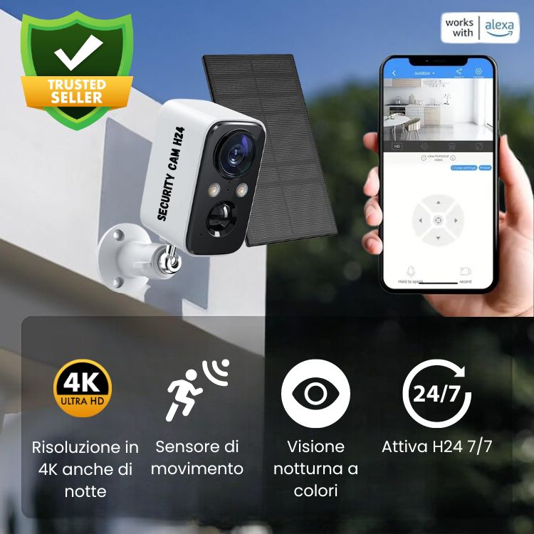 videocamera di sicurezza wi-fi con sim e pannello solare